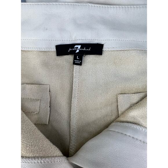 7 For All Mankind Pants Women's Size L Light Beige Faux Leather Wide Leg - Picture 9 of 11